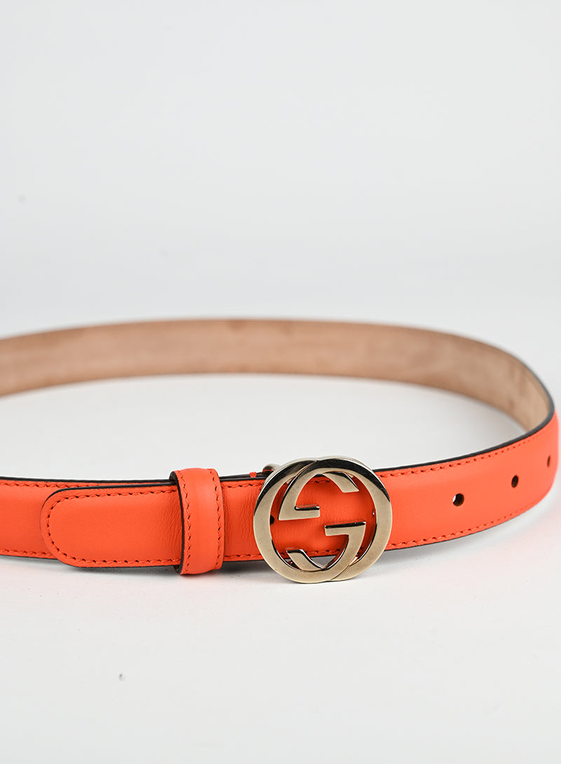 Authentic Gucci Leather Belt in Orange | Premium Italian Craftsmanship | Perfect for Casual & Formal Outfits