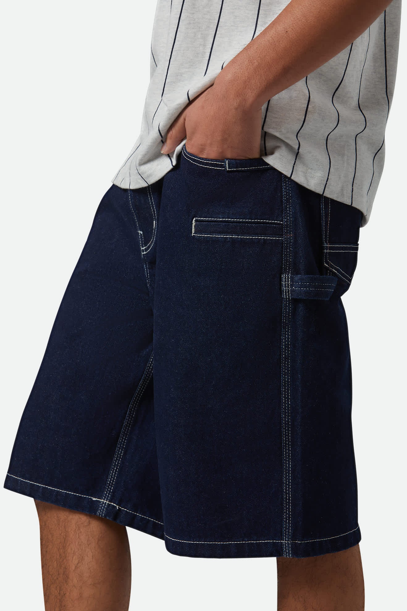 Men's Carpenter Denim Shorts for Builders - Comfortable Baggy Work Shorts for Construction & DIY Projects
