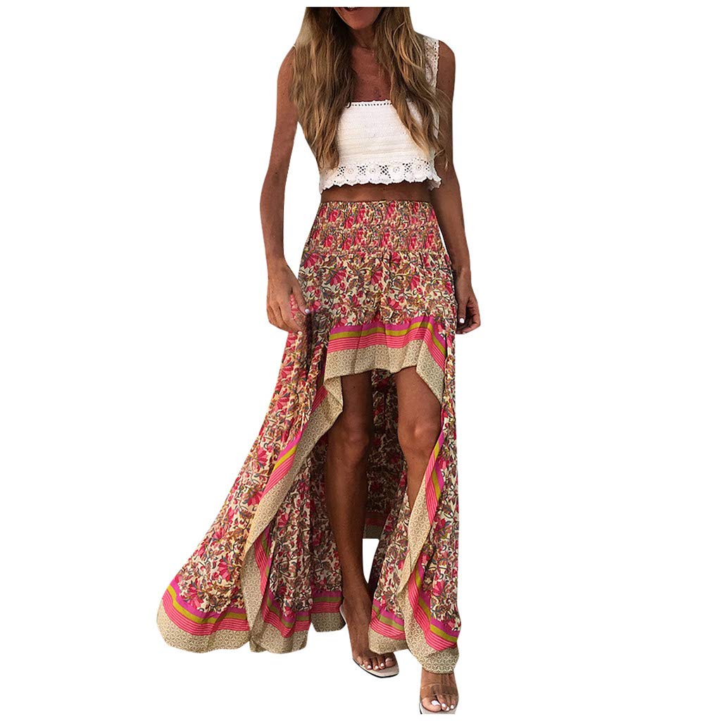 Floral Ruffle Mini Skirt - Women's Swing Beach Skirt for Summer Vacations