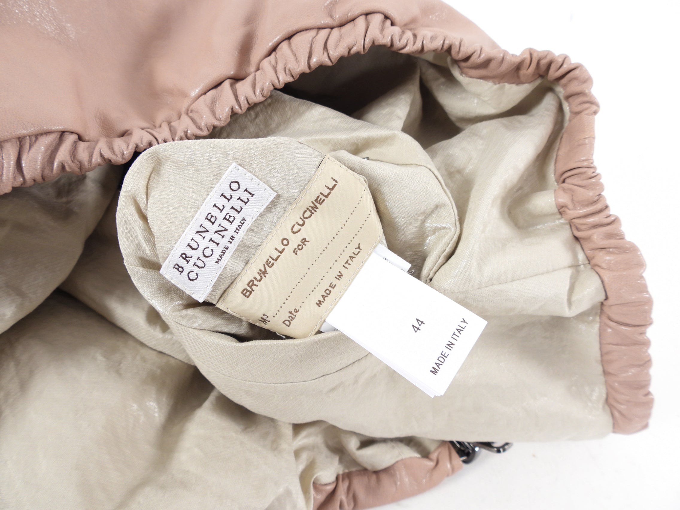 Brunello Cucinelli Reversible Hooded Vest in Quartz Pink Leather - Size IT44 / US 8 - Perfect for Layering in Fall & Winter Fashion