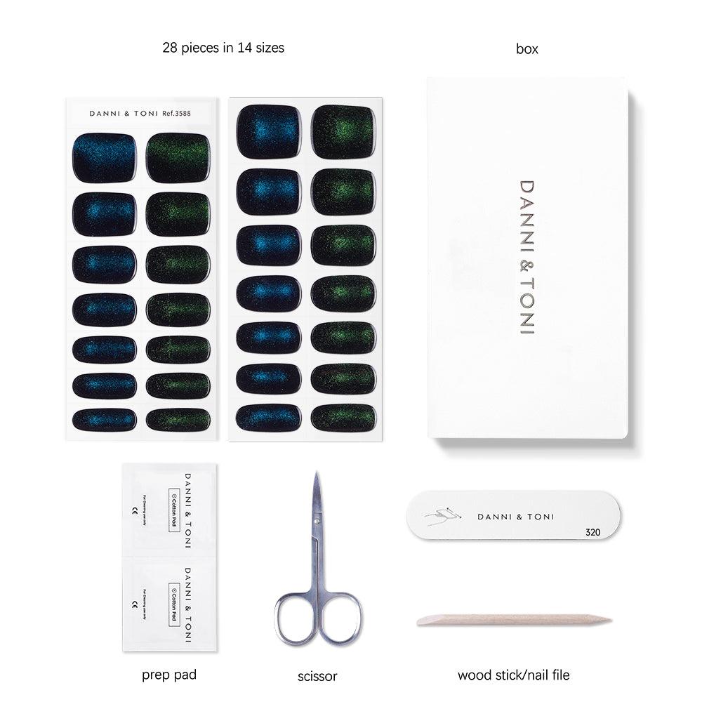 Twilight Shimmer Semi Cured Gel Nail Strips - Long Lasting DIY Nail Art Kit for Home Manicure | Perfect for Parties, Weddings & Special Occasions