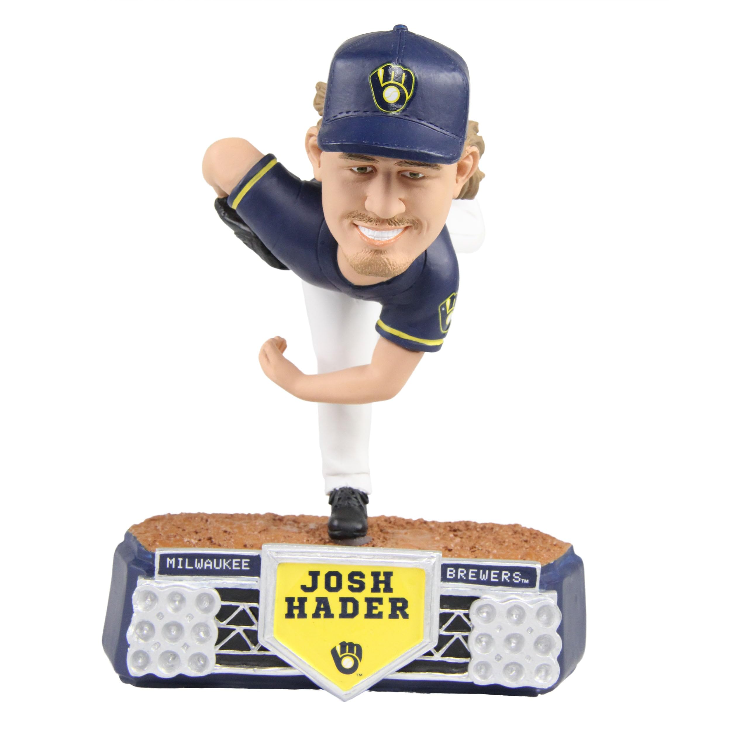 Josh Hader Milwaukee Brewers Bobblehead - Special Edition with LED Stadium Lights - MLB Collectible for Baseball Fans & Home Decor