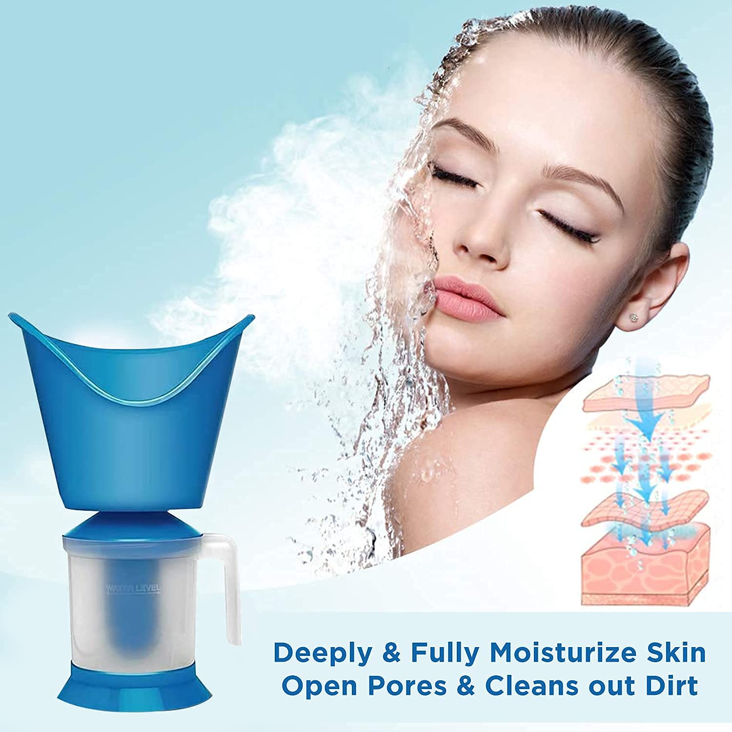 KIDINGTON 3-in-1 Steam Vaporizer for Face & Nose - Portable Facial Steamer, Nasal Inhaler & Sauna Machine - Relieves Cold, Cough & Congestion (Blue) | Perfect for Home Spa, Allergy Relief & Respiratory Care