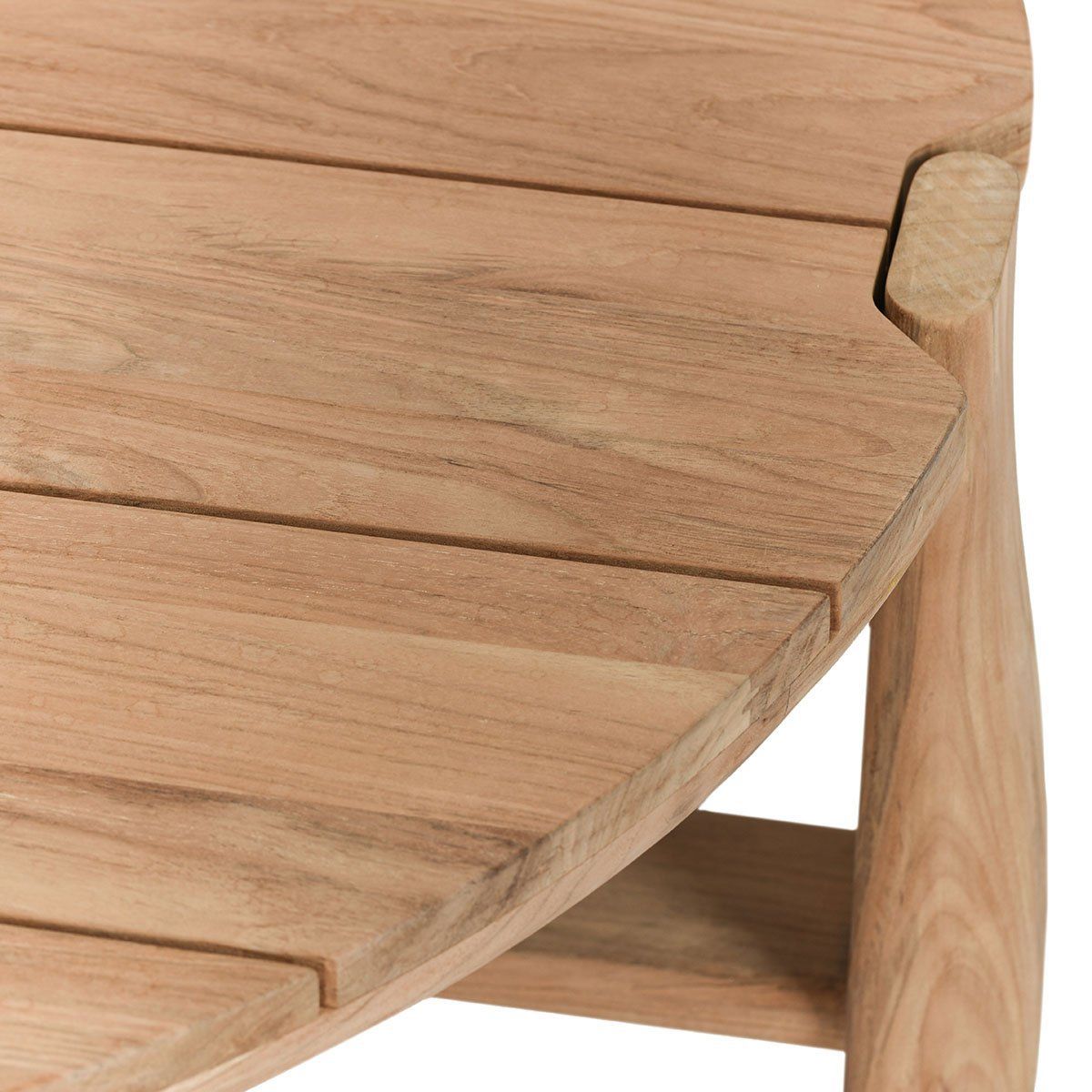 Aston Outdoor Round Coffee Table - Natural Wood Patio Furniture for Garden, Deck, and Poolside Use