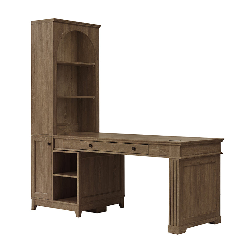 Derrus Electric Height Adjustable Standing Desk with Built-in Bookcase & LED Lights - Perfect for Home Office, Study, and Workspace Organization
