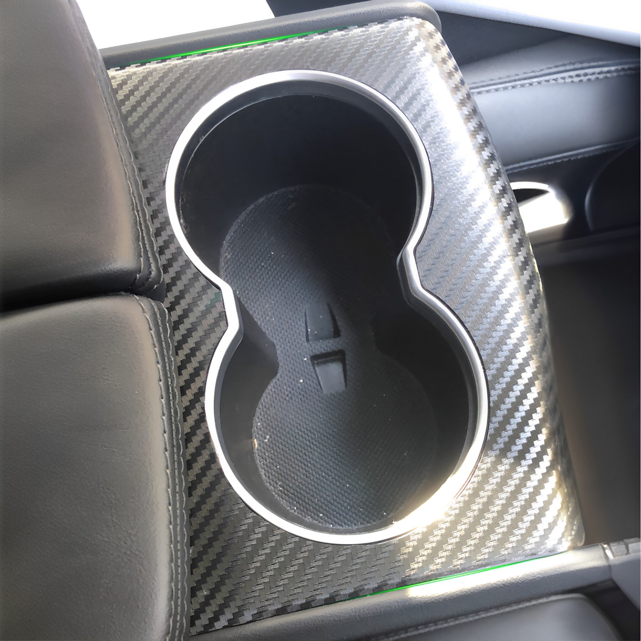 Premium Carbon Fiber Cup Holder Cover Trim for Tesla Model S/X (Pre-Refresh) - Luxury Interior Upgrade for Coffee & Drink Holders