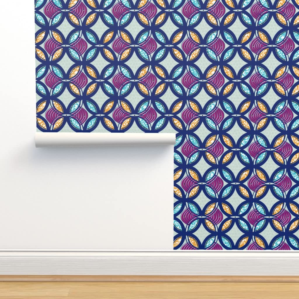Premium Commercial Grade Wallpaper 27ft x 2ft - African Tribal Pattern Print, Traditional Inspired Art Wallpaper for Living Room & Bedroom Decor | Spoonflower