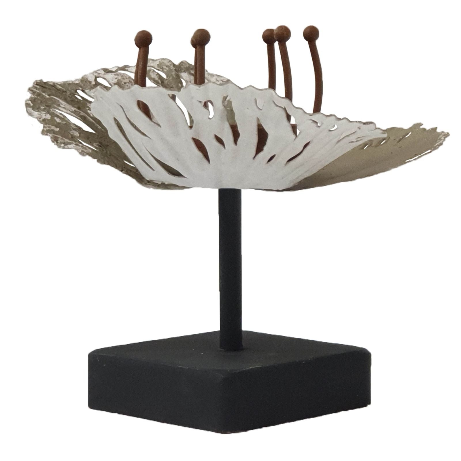Urban Style Metal Flower in Bloom Candle Holder with Wooden Base - Elegant Home Decor for Living Room, Bedroom & Wedding Centerpieces
