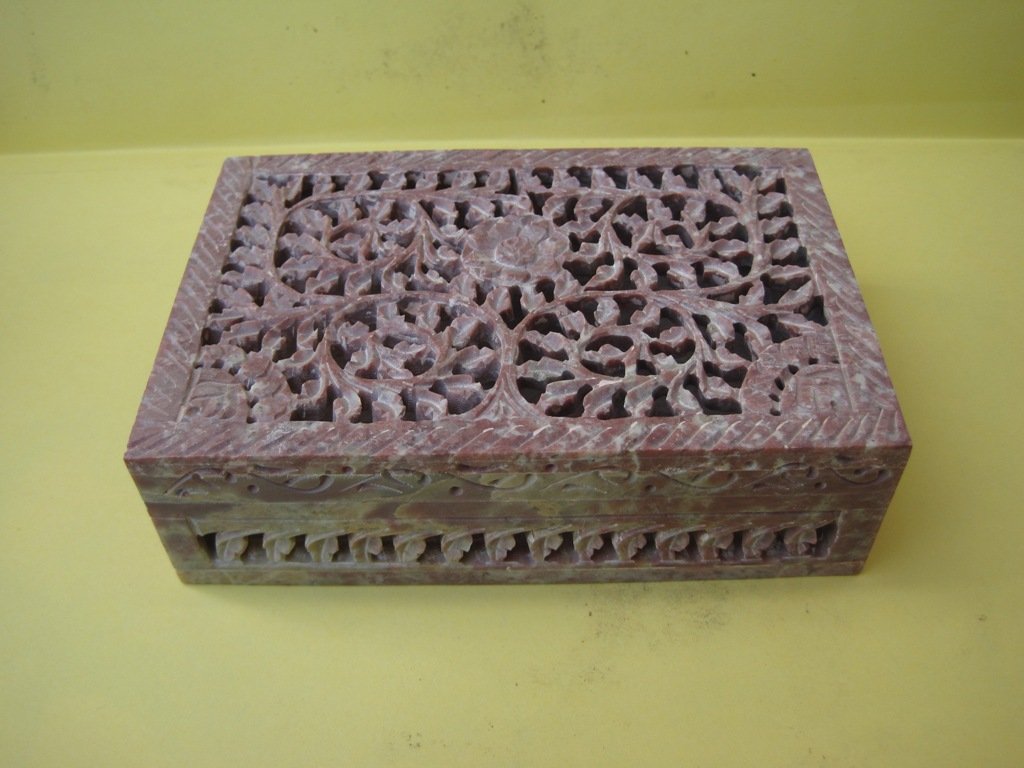 Exquisite Soapstone Jewelry Box - Hand Carved Qing Dynasty Style Cinnabar Lacquer Cigarette Card Box - Perfect for Collectors, Home Decor & Gift Giving