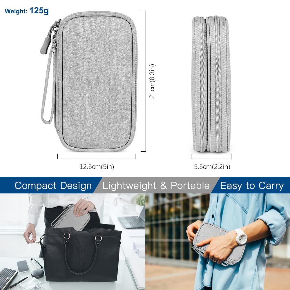 Travel Cable Organizer Bag - 3-Layer Water-Resistant Electronics Accessories Pouch, Portable All-in-One Gadget Storage Case (Grey) | Perfect for Business Trips, Commuting & Home Organization