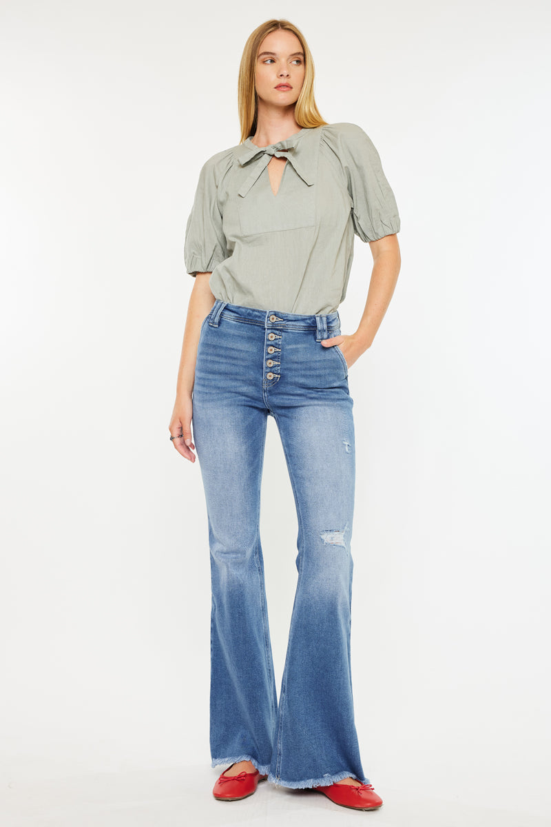 Sianne Women's High Rise Flare Jeans - Stretchy Denim Pants for Casual & Retro Style | Perfect for Everyday Wear, Date Night & 70s Fashion Looks