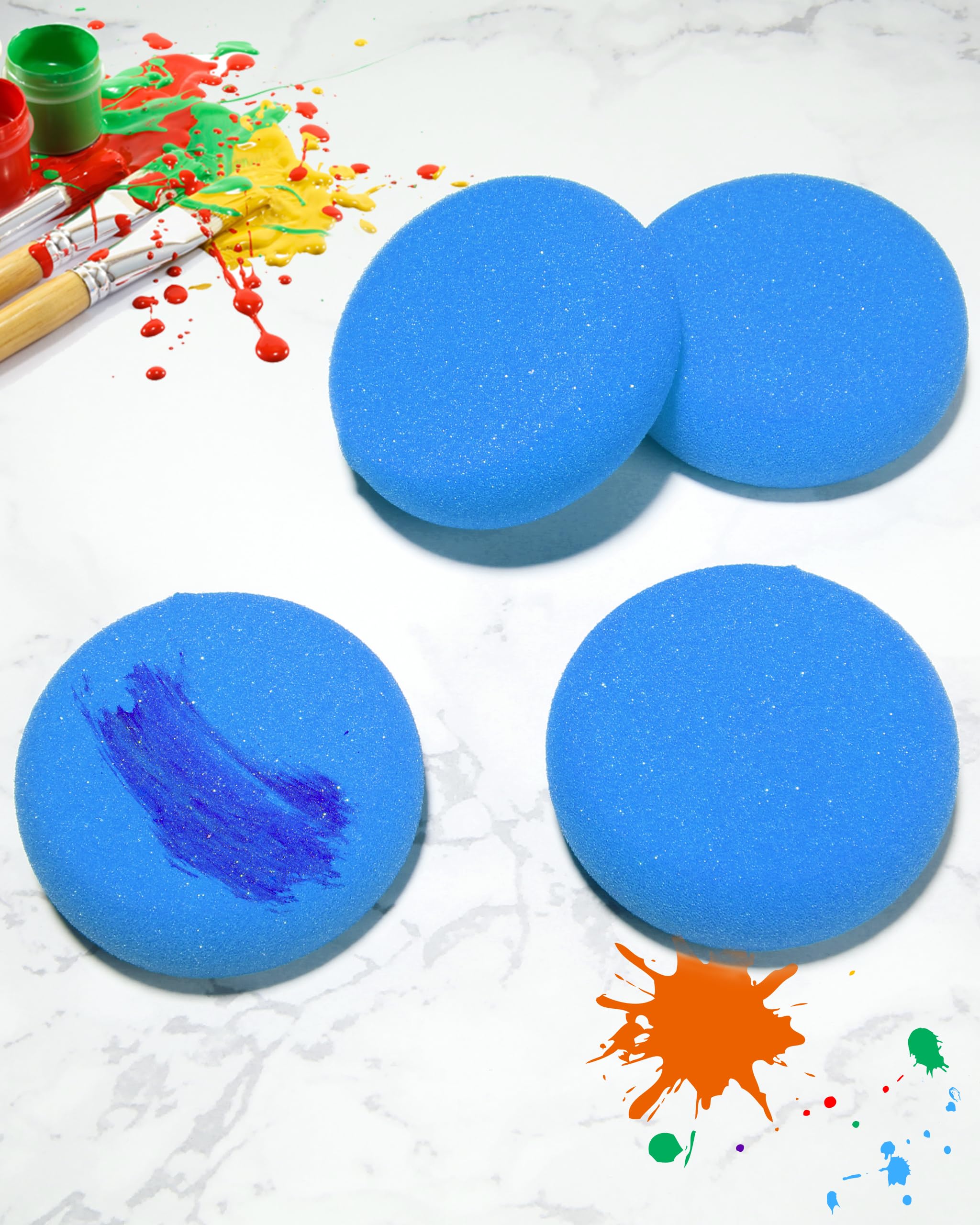 12-Pack Round Synthetic Artist Sponges (2.96 Inch) - Perfect for Watercolor Painting, Acrylic Art & DIY Crafts - Blue Sponge Set for Professional & Hobby Artists