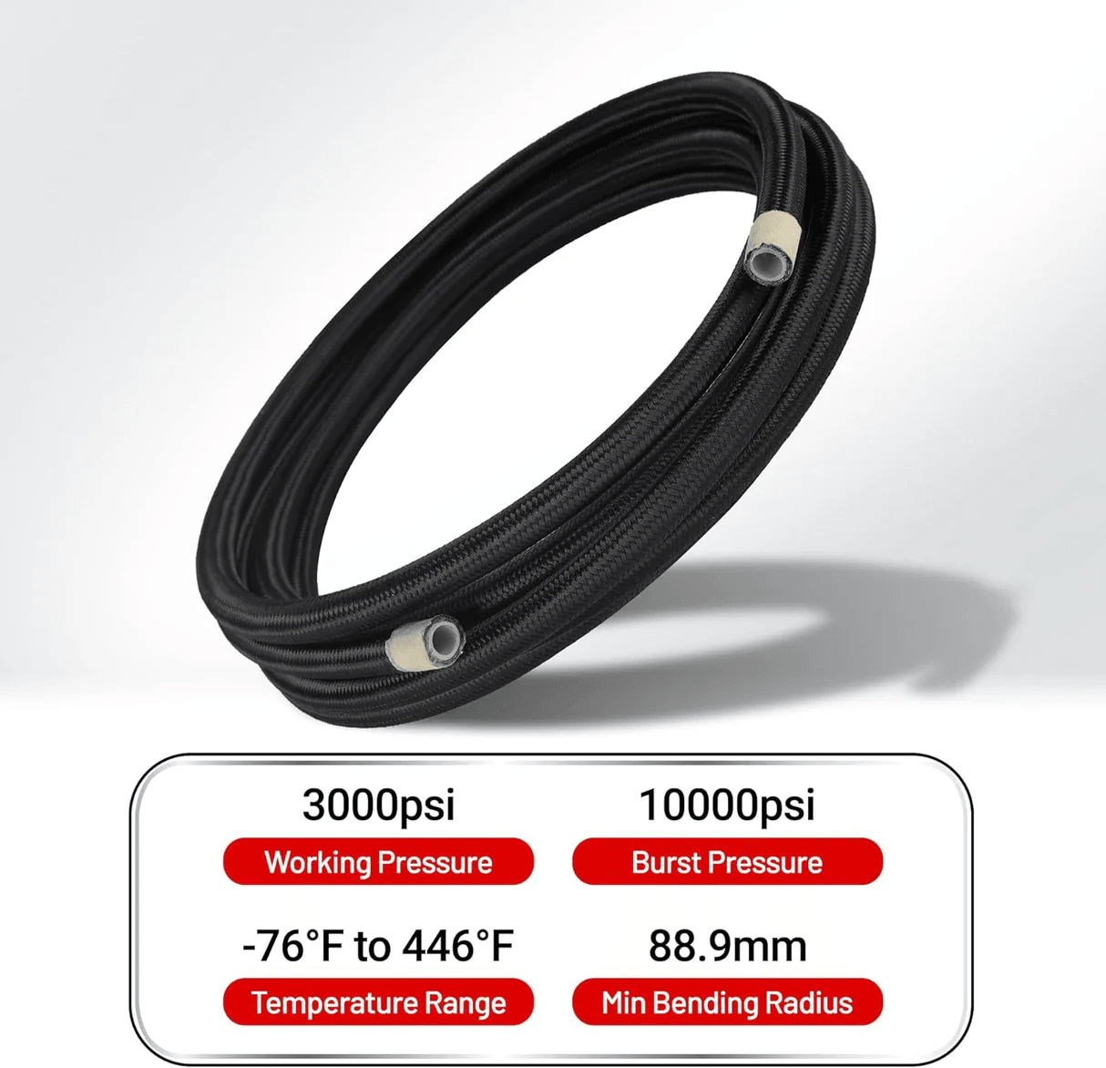 EVIL ENERGY PTFE Fuel Line Fitting Kit - 4/6/8/10AN Nylon Braided Fuel Hose (10-25FT Optional) for High Performance Fuel Systems - Perfect for Racing, Automotive Upgrades & Custom Fuel Line Installations
