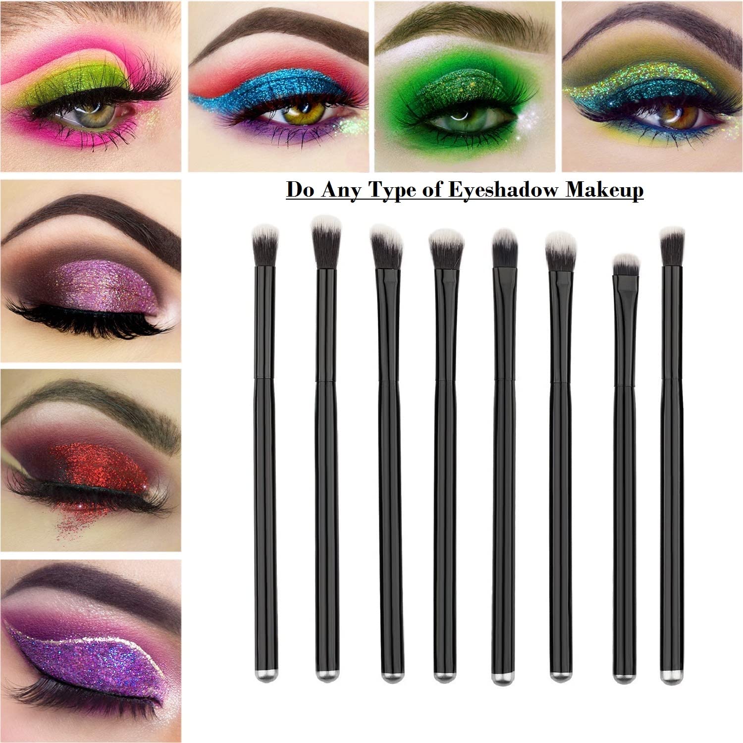 Faigy 8-Piece Professional Eyeshadow Brush Set – Soft Makeup Brushes for Eyeshadow, Eyebrow, Eyeliner, Blending, Shading & Crease | Includes Brush Cleaner & Sponge | Perfect for Everyday Makeup, Contouring & Smokey Eye Looks