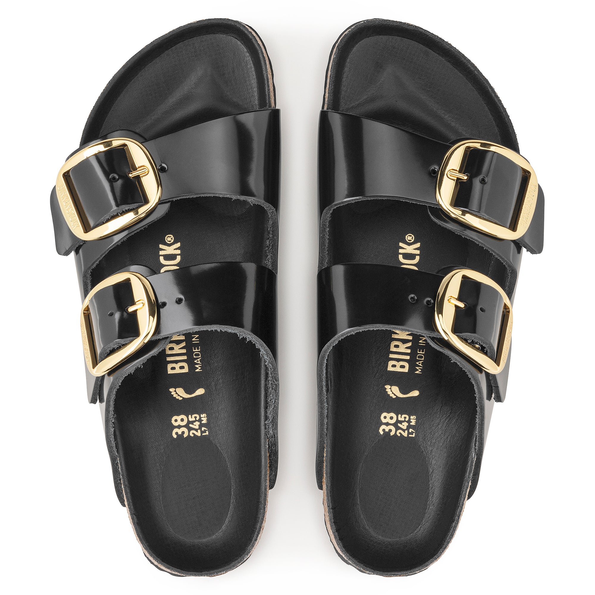 Birkenstock Arizona Big Buckle Sandals - Genuine Leather High Shine Black Patent - Comfortable Arch Support for Women & Men - Perfect for Casual Wear, Beach & Summer Outfits