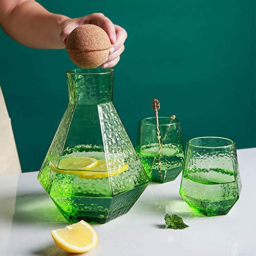 Eco-Friendly Glass Pitcher with Cork Stopper - 1.5L Sun Tea Jar with 2 Matching Cups | Perfect for Iced Tea, Lemonade & Homemade Juices | BPA-Free Water Container for Refrigerator | Ideal for Summer Parties, Picnics & Home Entertaining
