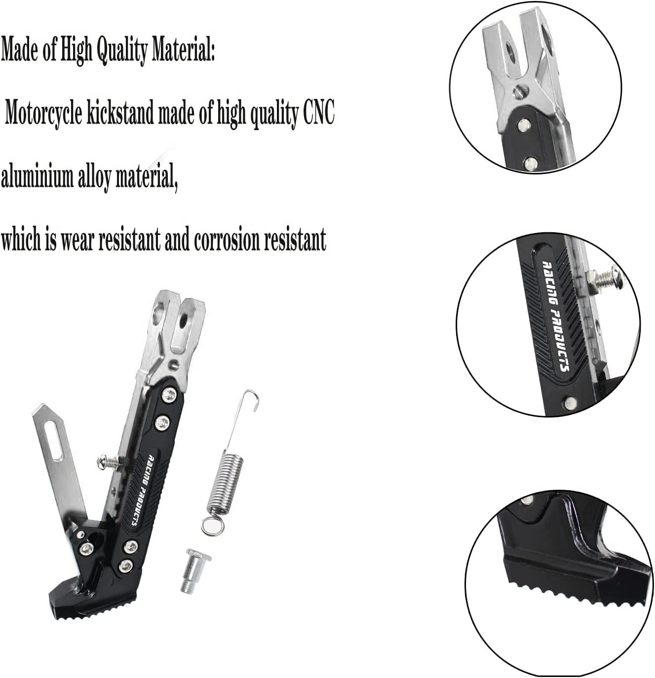 Universal Motorcycle Kickstand - CNC Aluminum Alloy Adjustable Side Stand for Scooters, Pit Bikes & Motocross | Heavy-Duty Support for Parking & Maintenance | Perfect for Street Riding, Off-Road Adventures & Garage Storage