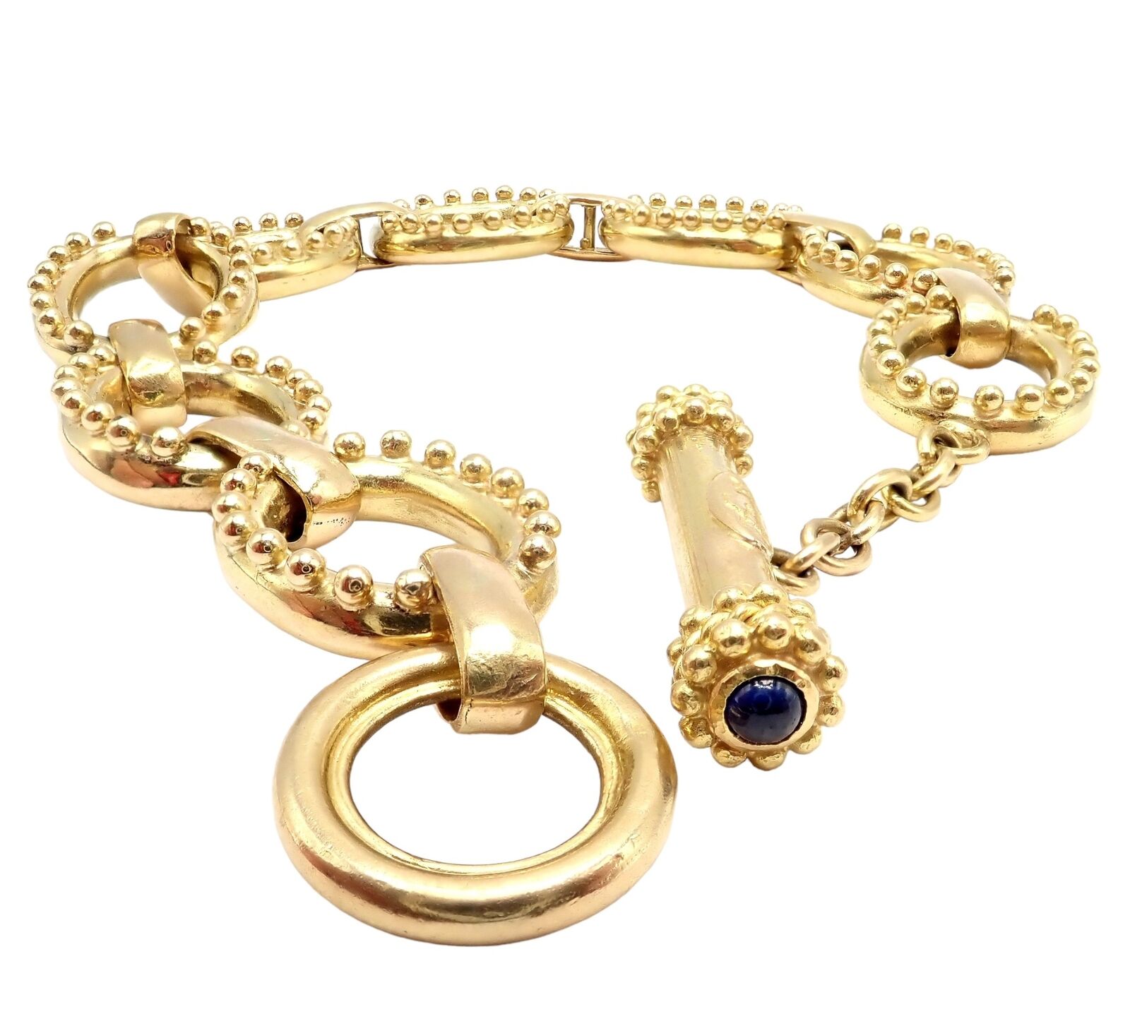 Authentic Elizabeth Locke 18k Yellow Gold Sapphire Medium Link Toggle Bracelet - Elegant Jewelry for Women, Perfect Gift for Anniversary, Birthday & Special Occasions