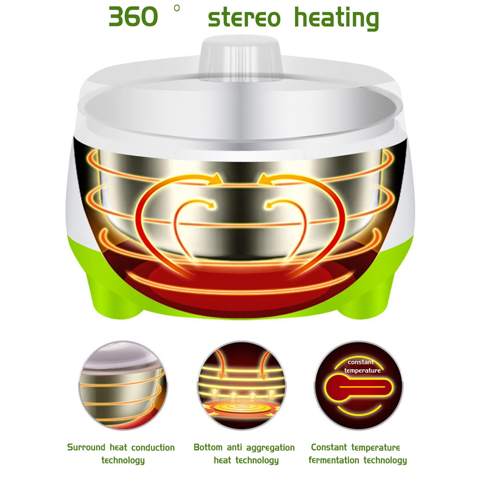 Electric Stainless Steel Yogurt Maker Machine - Portable Greek Yogurt, Cheese & Natto Maker for Homemade Dairy & Fermented Foods | Perfect for Kitchen, Camping & Healthy Snacks