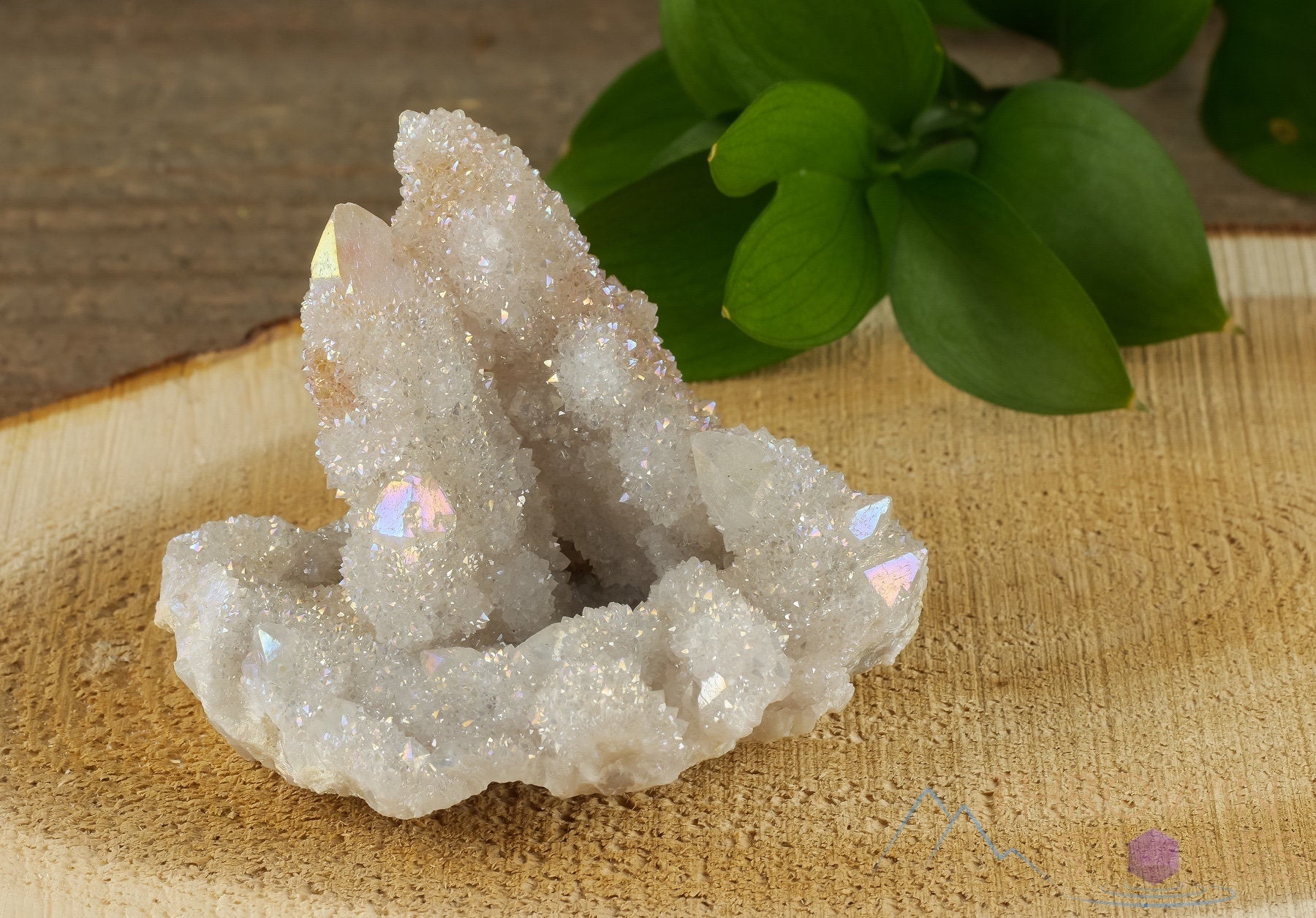 AURA QUARTZ Angel White Rainbow Quartz Crystal Cluster - Natural Spirit Quartz for Healing, Meditation & Metaphysical Use - Perfect Crystal Decor for Home, Office & Spiritual Space (R0444)