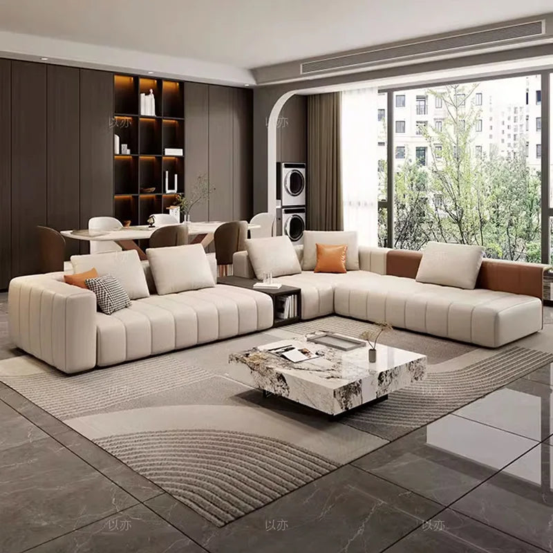 Luxury Modular Sectional Leather Sofa Set – Premium Comfort, Timeless Elegance & Customizable Design for Living Room, Home Theater & Office Lounge