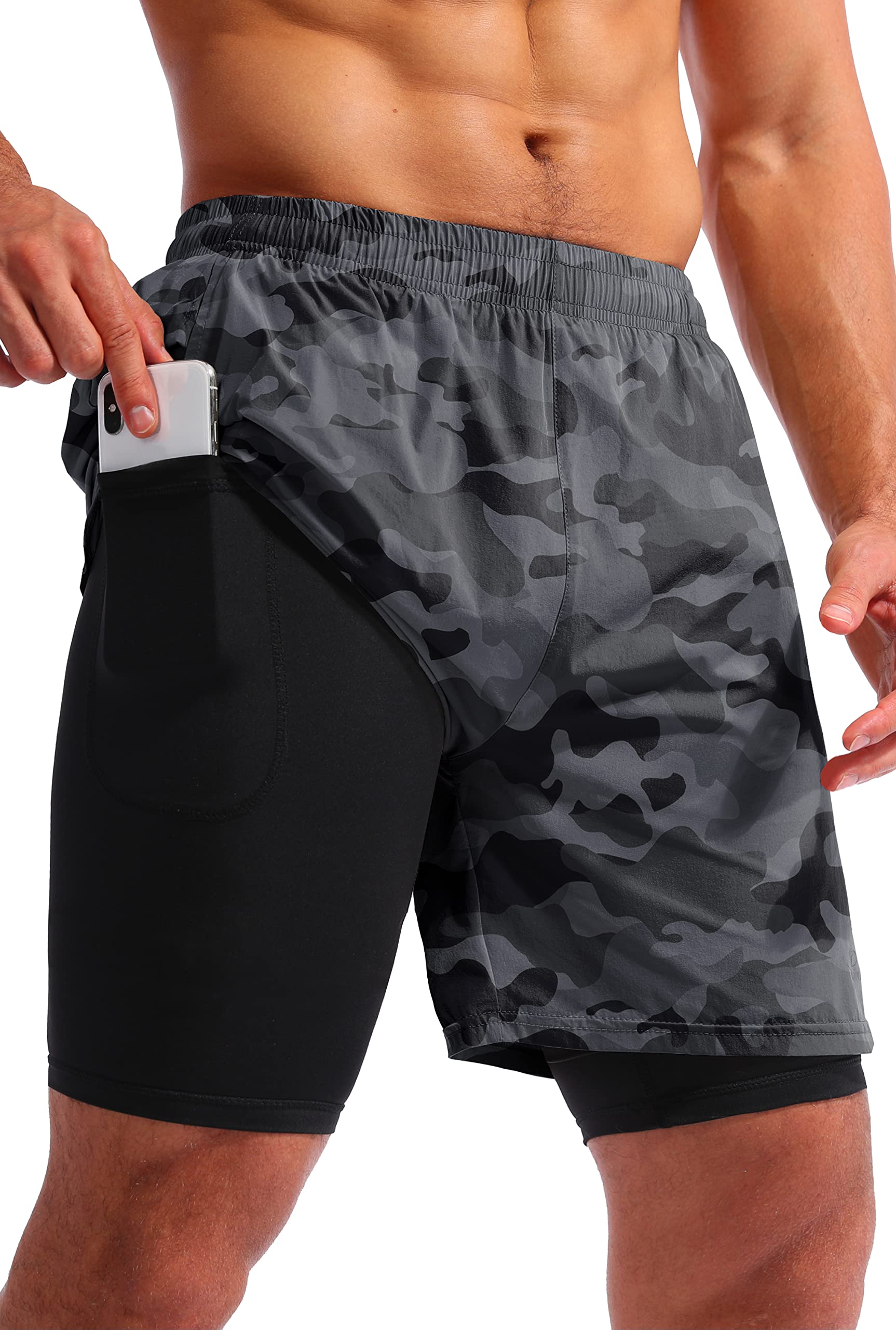 Pudolla Men's 2-in-1 Running Shorts 7