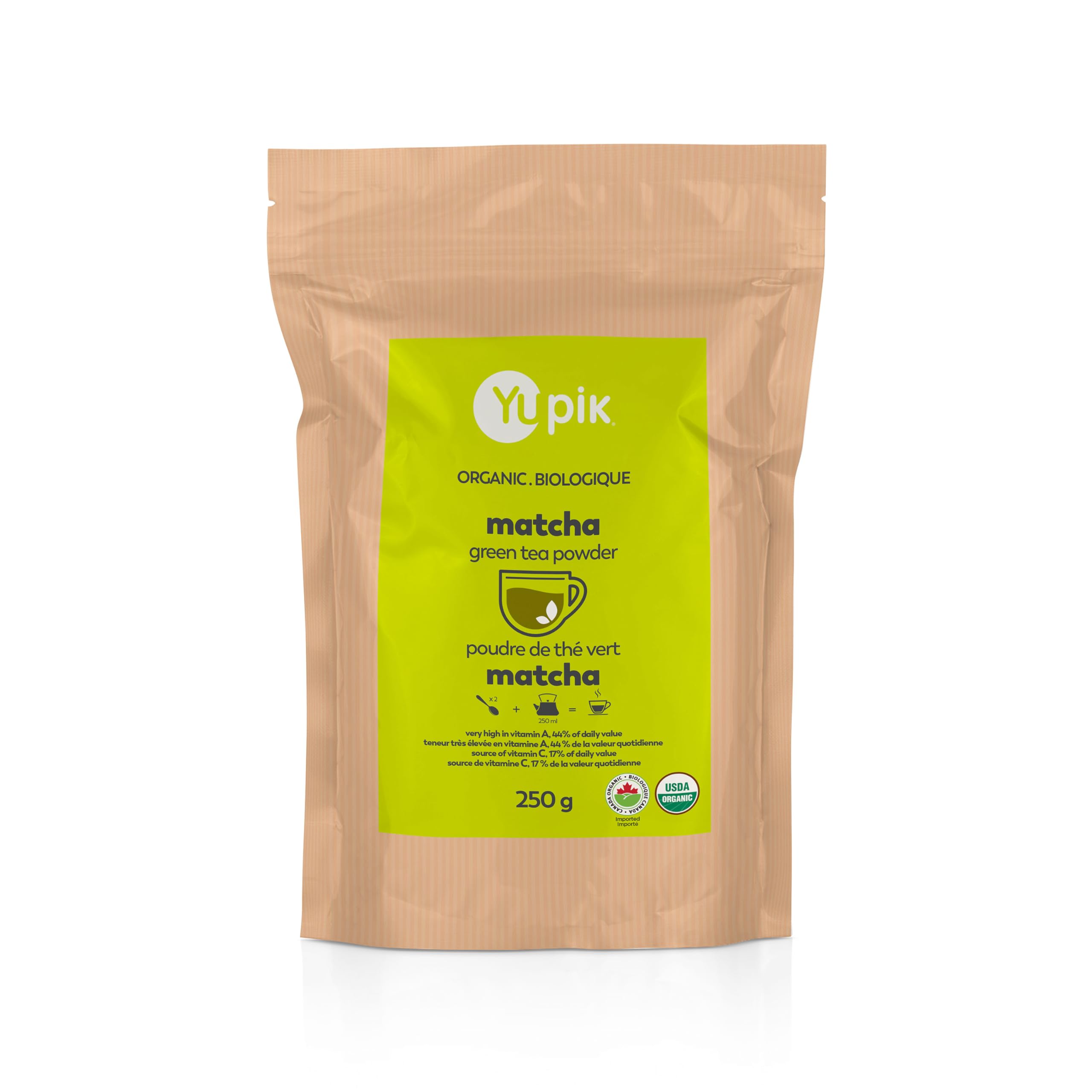 Organic Japanese Matcha Green Tea Powder 250g - USDA Certified, Non-GMO, Vegan, Kosher, Gluten-Free, Rich in Vitamin A | Ceremonial Grade for Lattes, Smoothies, Baking & Traditional Tea Ceremonies