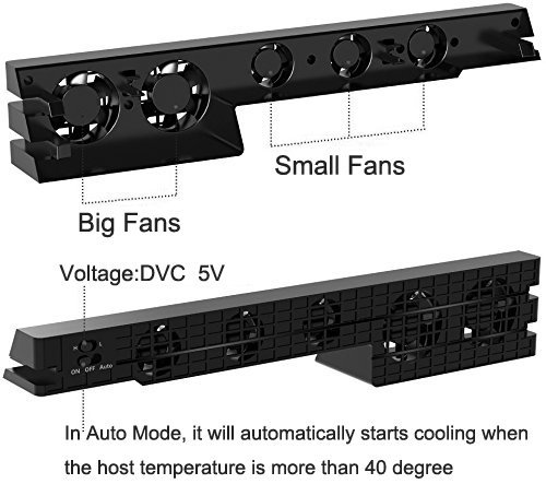 VOIMAKAS PS4 Pro Cooling Fan with 5 Turbo Fans - USB External Cooler for Sony PlayStation 4 Pro Console - Auto Air Circulation Cooling System (Not Compatible with PS4/PS4 Slim) - Perfect for Long Gaming Sessions & Overheating Protection