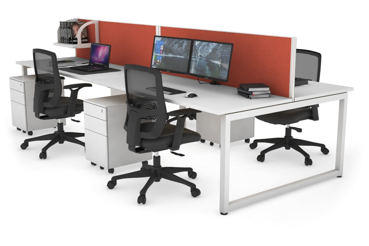 Quadro Loop Legs 4 Person Office Workstation Desk - 1800L x 700W - Modern Collaborative Workspace Solution for Team Projects & Office Meetings