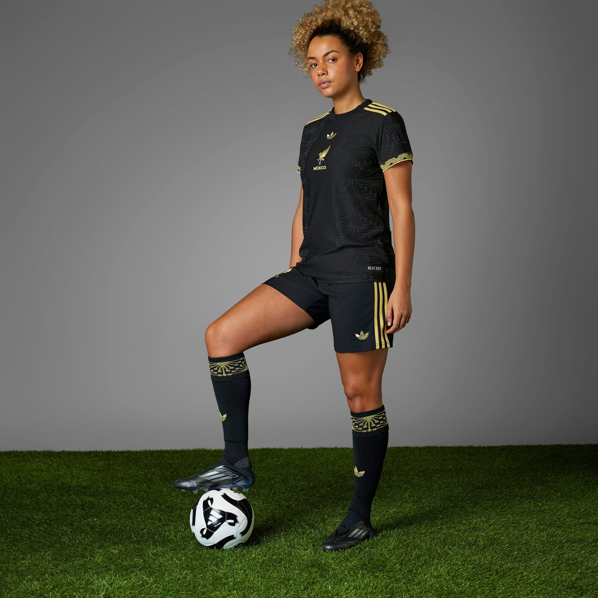 adidas Mexico 2025 Match Gold Soccer Cleats - Men's Football Shoes for Artificial Grass & Turf - Lightweight Performance Cleats for Training & Matches