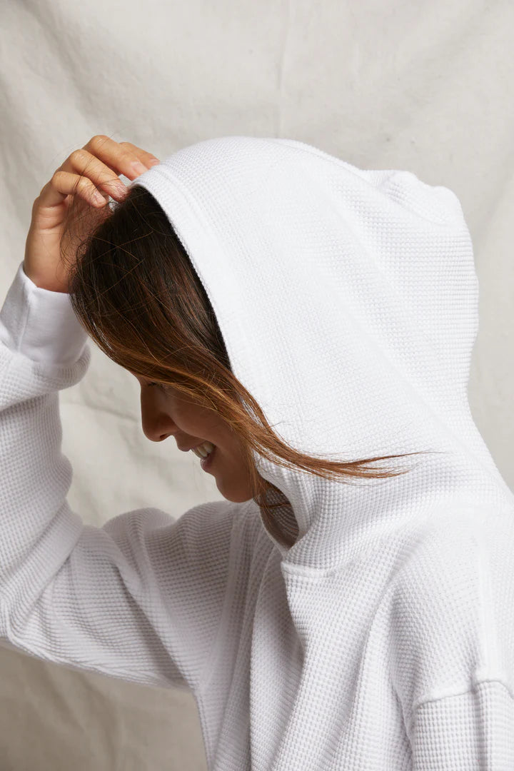 Perfect White Tee for Women | Soft Cotton Essential T-Shirt | Azalia Waffle Hoodie | Cozy Oversized Pullover Sweatshirt | Casual Outfit & Loungewear