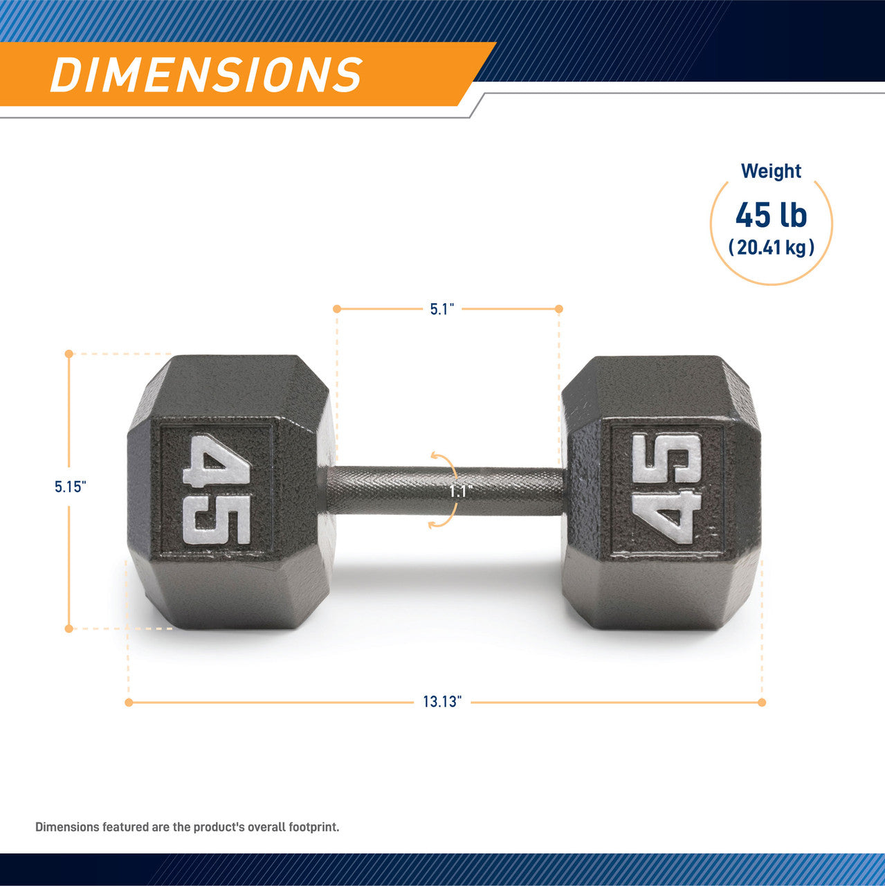 Marcy 45lb Hex Dumbbell Set - Premium Cast Iron Weight for Home Gym & Strength Training - Perfect for CrossFit, Bodybuilding & Fitness Workouts
