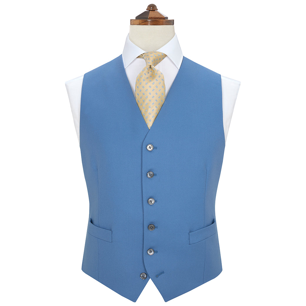 Hyde Blue Wool Waistcoat for Men - Premium Formal Vest for Weddings & Business - Slim Fit Woolen Waistcoat for Office Wear & Special Occasions