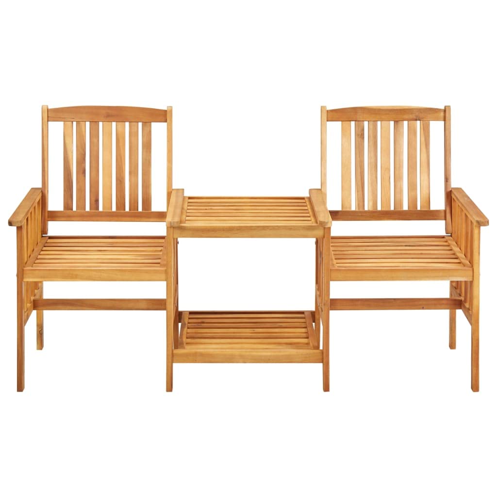 Outdoor 2-Person Wooden Loveseat with Built-in Coffee Table & Cushions - Patio Conversation Set in Solid Acacia Wood for Backyard, Garden, Poolside & Balcony - Perfect for Relaxing, Entertaining & Outdoor Dining