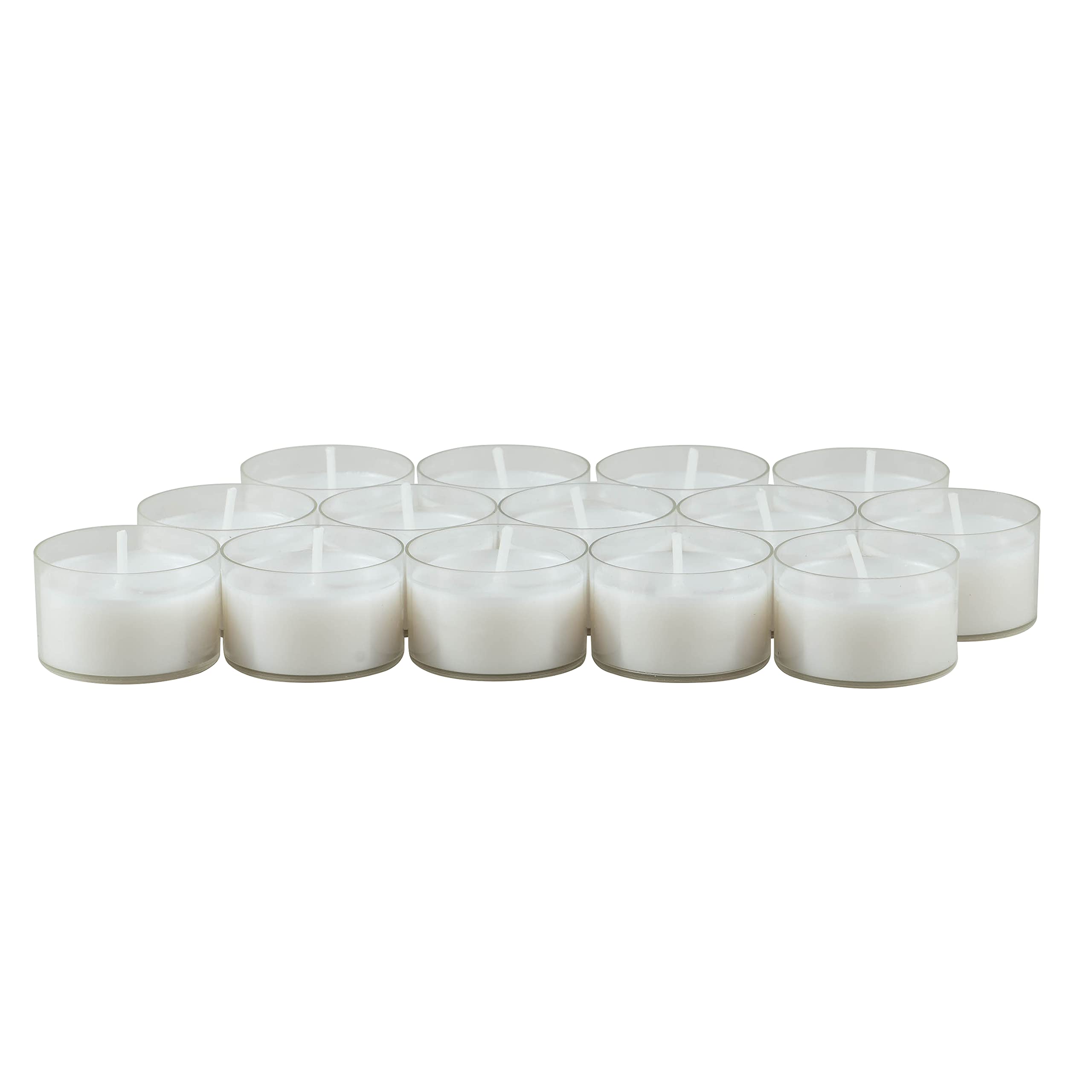 Stonebriar 96-Pack Unscented White Tea Light Candles - Long Burning Smokeless Clear Cup, 6-7 Hour Burn Time - Perfect for Weddings, Parties, Home Decor & Relaxation