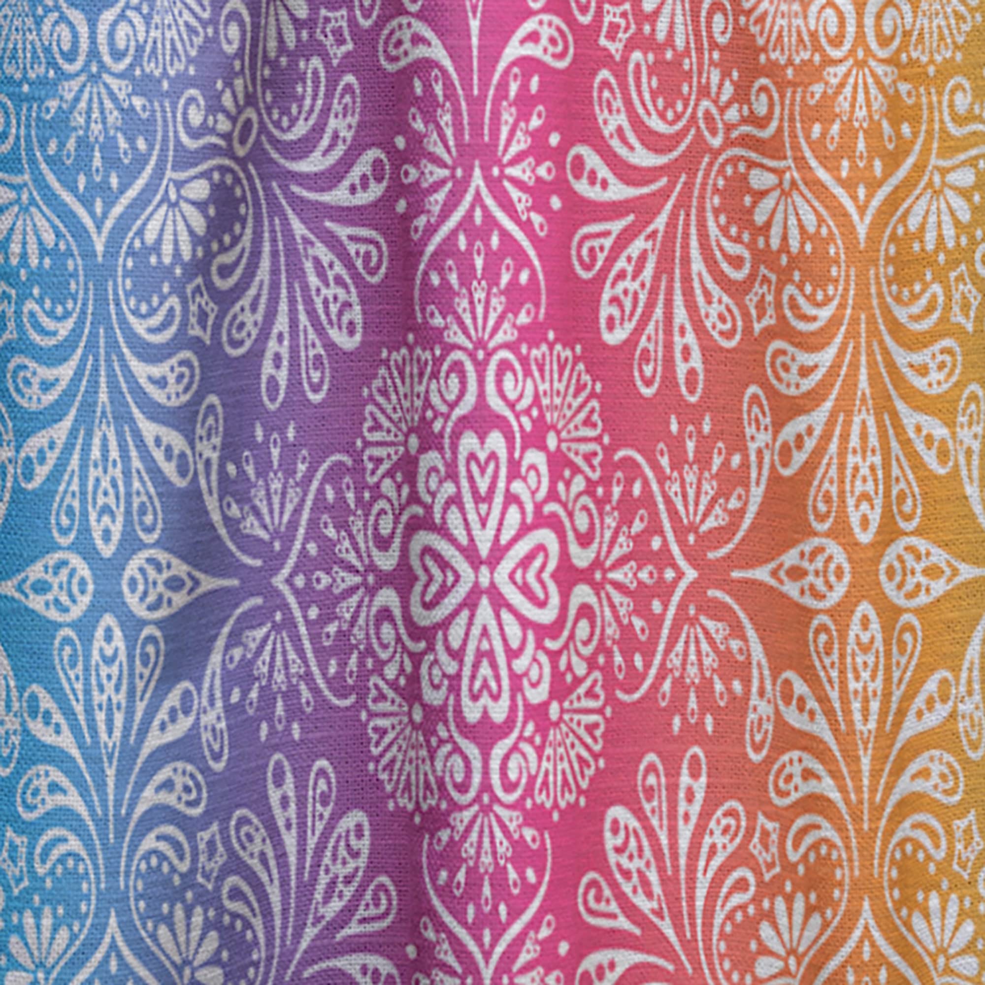 DesignQ Ethnic Floral Print Thermal Insulated Curtains - 52x63 Inch Single Panel for Bedroom & Living Room - Perfect for Home Decor & Light Blocking