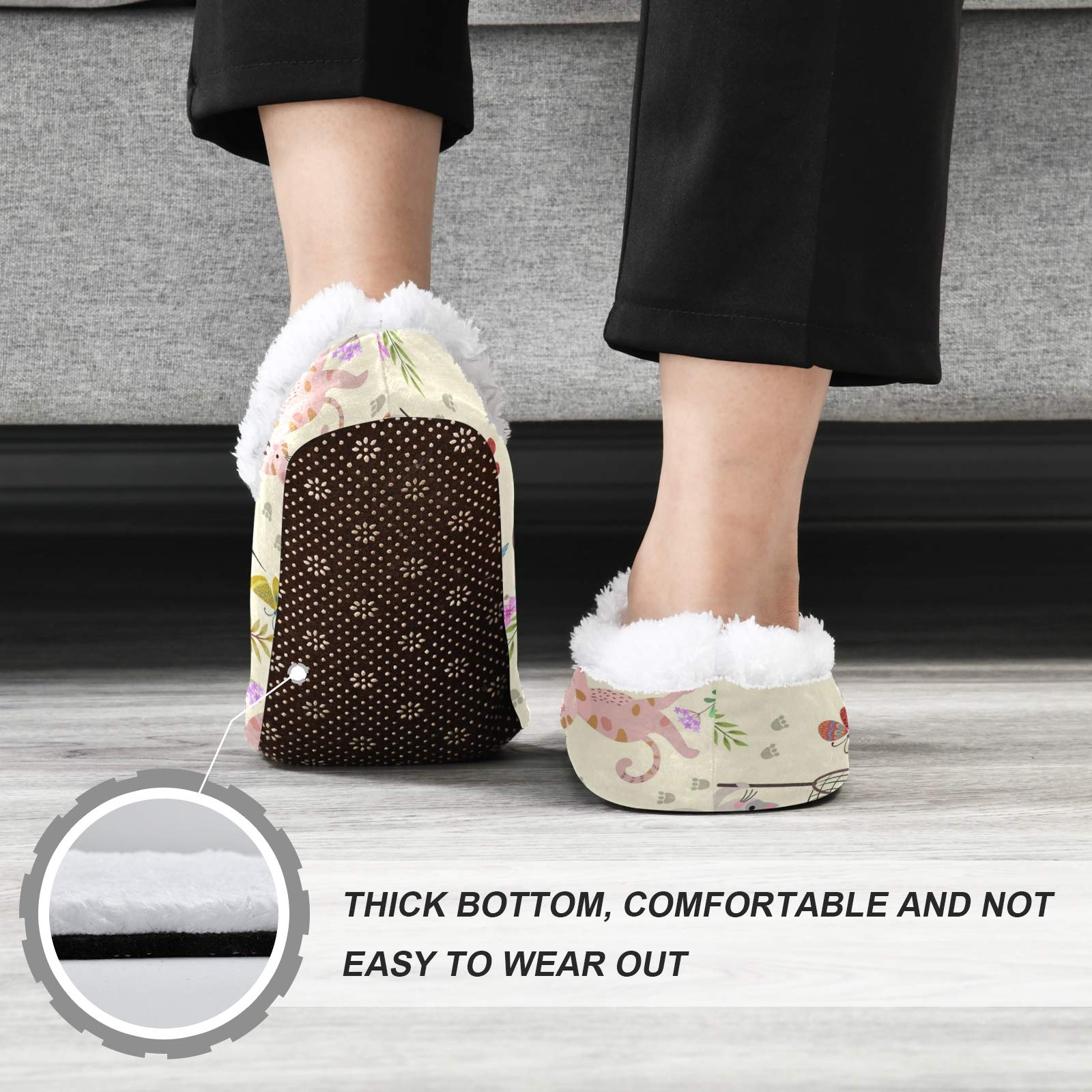 Women's Cartoon Cat & Butterfly Coral Fleece House Slippers - Cozy Indoor Shoes for Men & Women (US 5-6) - Perfect for Home, Lounge & Winter Comfort