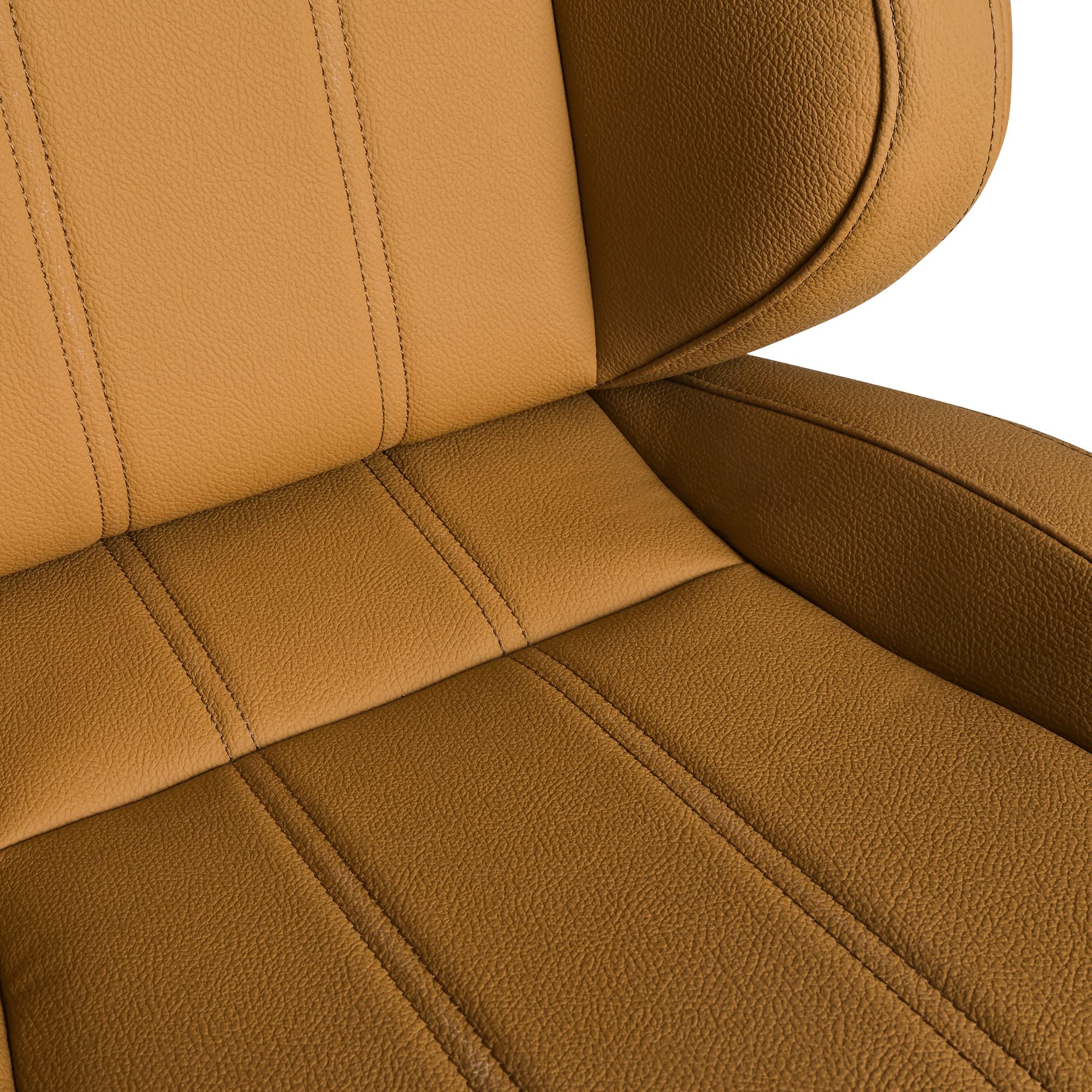 2 Pcs Adjustable Universal Racing Seats with Double Sliders - PVC Leather Reclinable Bucket Seats for Cars, Trucks & SUVs (Beige with Beige Stitching, 23.2