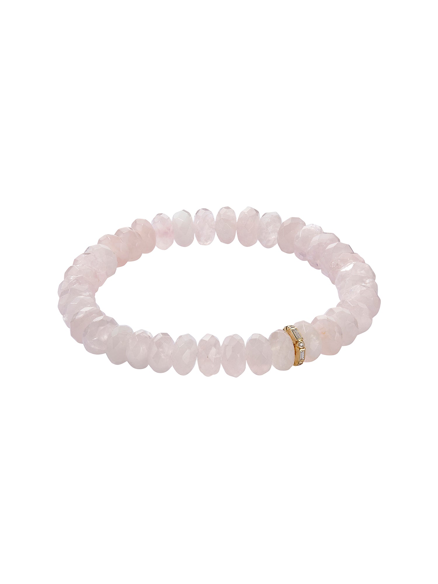 Rose Quartz Baguette Diamond Bracelet - Elegant Healing Crystal Jewelry for Women | Perfect for Weddings, Anniversaries & Everyday Wear