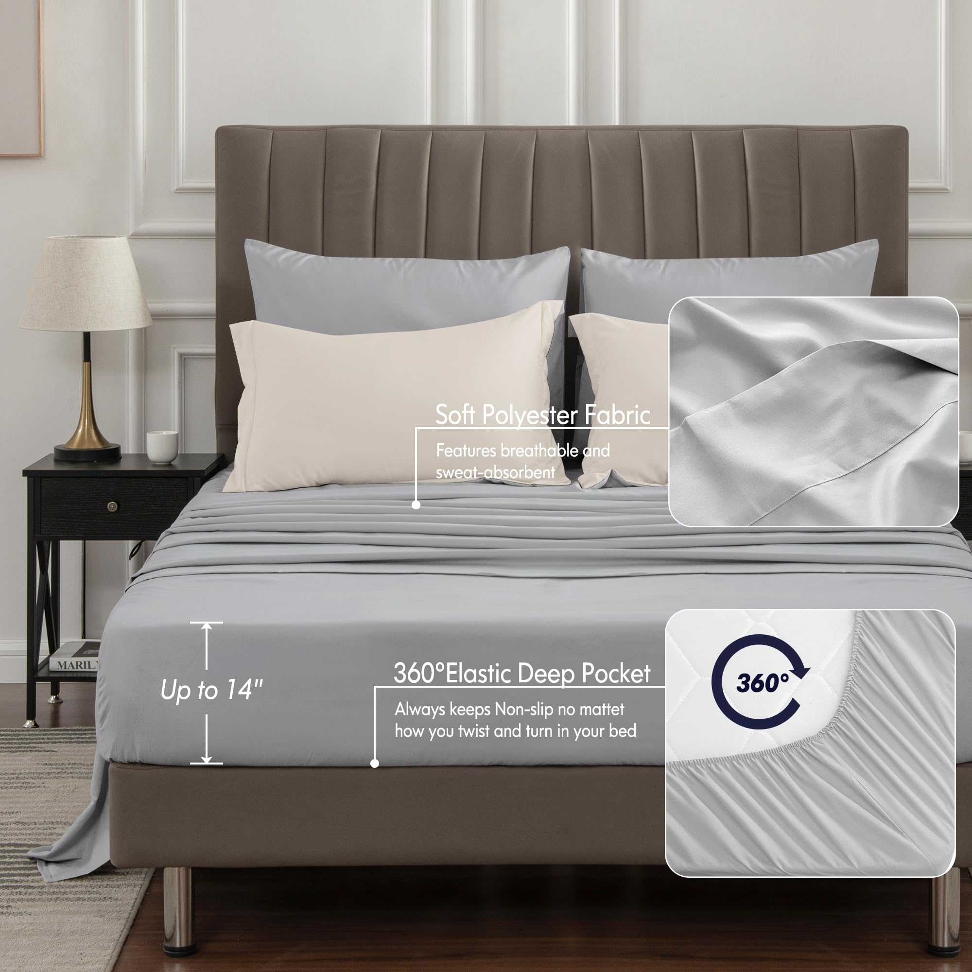 BEDELITE Twin Comforter Set 5-Piece Bed in a Bag - Ultra Soft Reversible Microfiber Bedding Set in Beige | Includes Comforter, Sheets, Pillowcases & Shams | All-Season Luxury Bedding for Kids, Teens & Adults | Perfect for Dorm Rooms, Guest Beds & Cozy Home Decor