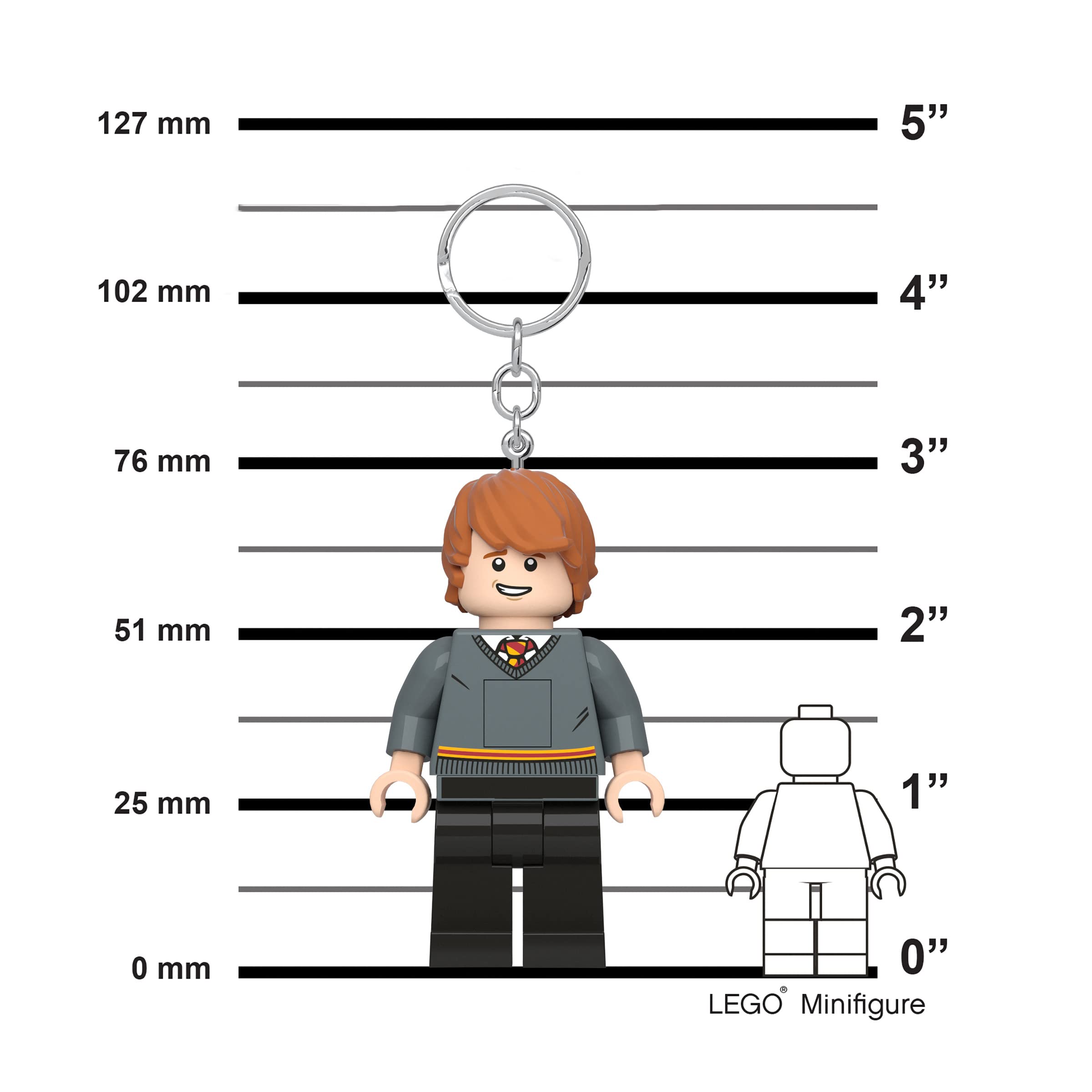 LEGO Harry Potter Ron Weasley 3-Inch Tall Keychain Light with LED - Official Collectible Keyring for Backpacks, Gifts, and Harry Potter Fans (KE200) - Perfect for Cosplay, Home Decor, and Potterhead Collections