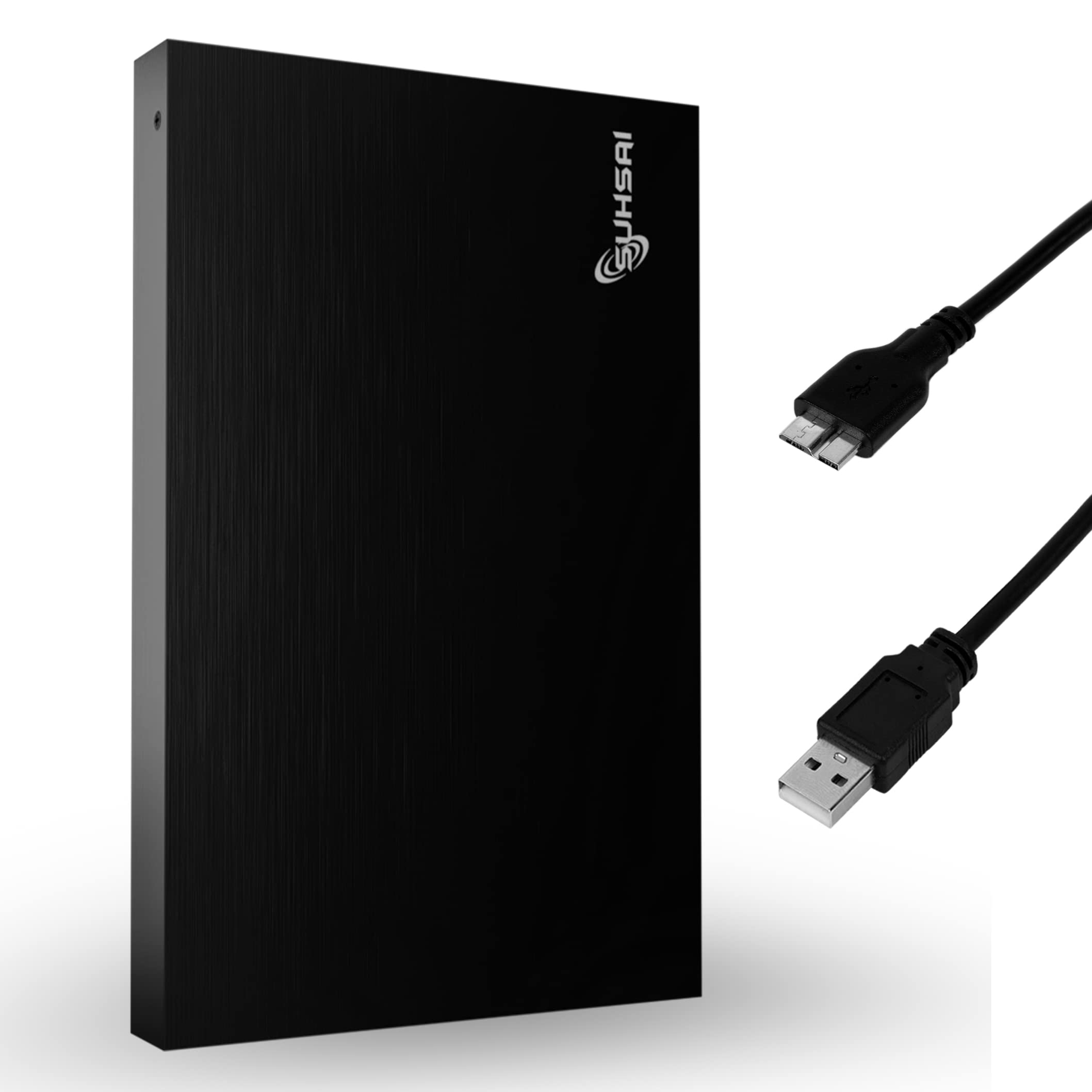 Suhsai 250GB Portable External Hard Drive - USB 3.0 HDD, 2.5 Inch Compact Data Storage for PC, Mac, Laptop, Xbox One, PS4 - Perfect for Gaming, Backup & Travel (Black)