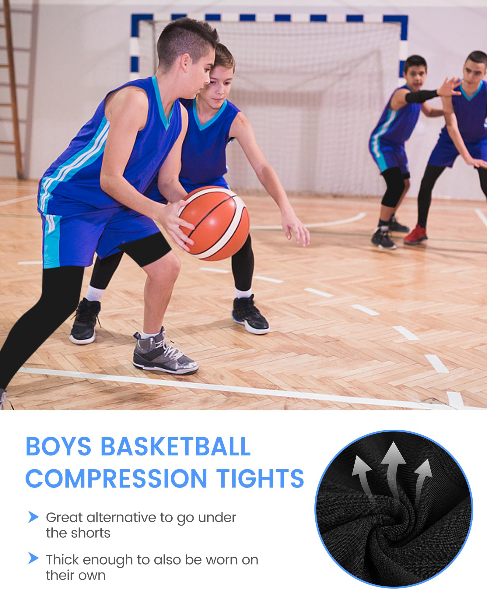 Hotfiary Youth Boys One Leg Compression Pants - Basketball Long Leggings & Sports Tights for Kids - Athletic Soccer Base Layer - Perfect for Training, Running, and Outdoor Activities