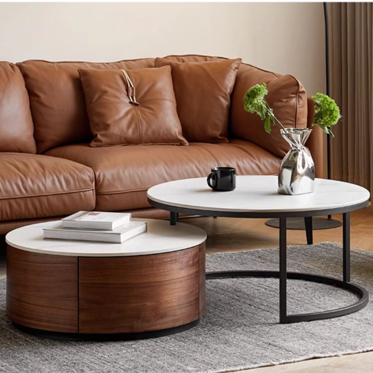 Premium Black Walnut Solid Wood Coffee Table - Modern Luxury Rock Design for Living Room, Lounge & Office Decor
