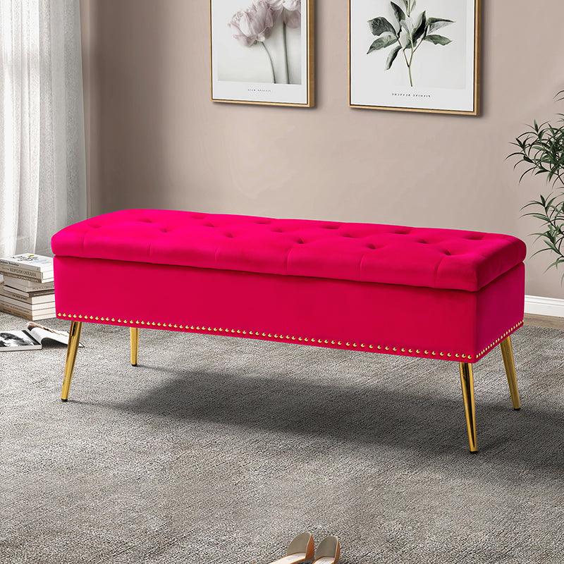 Lenore Upholstered Storage Bench with Cushion Seat - Modern Upholstered Ottoman for Bedroom, Living Room & Entryway - Multi-Functional Storage Furniture for Home Organization