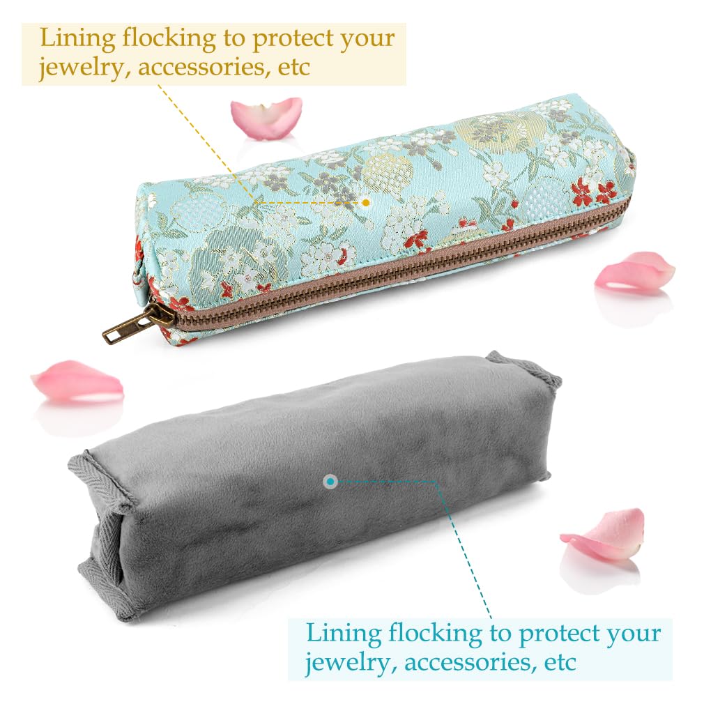 Vintage Embroidery Pencil Case - Women's Makeup & Office Organizer Bag (Blue) for Work & Travel