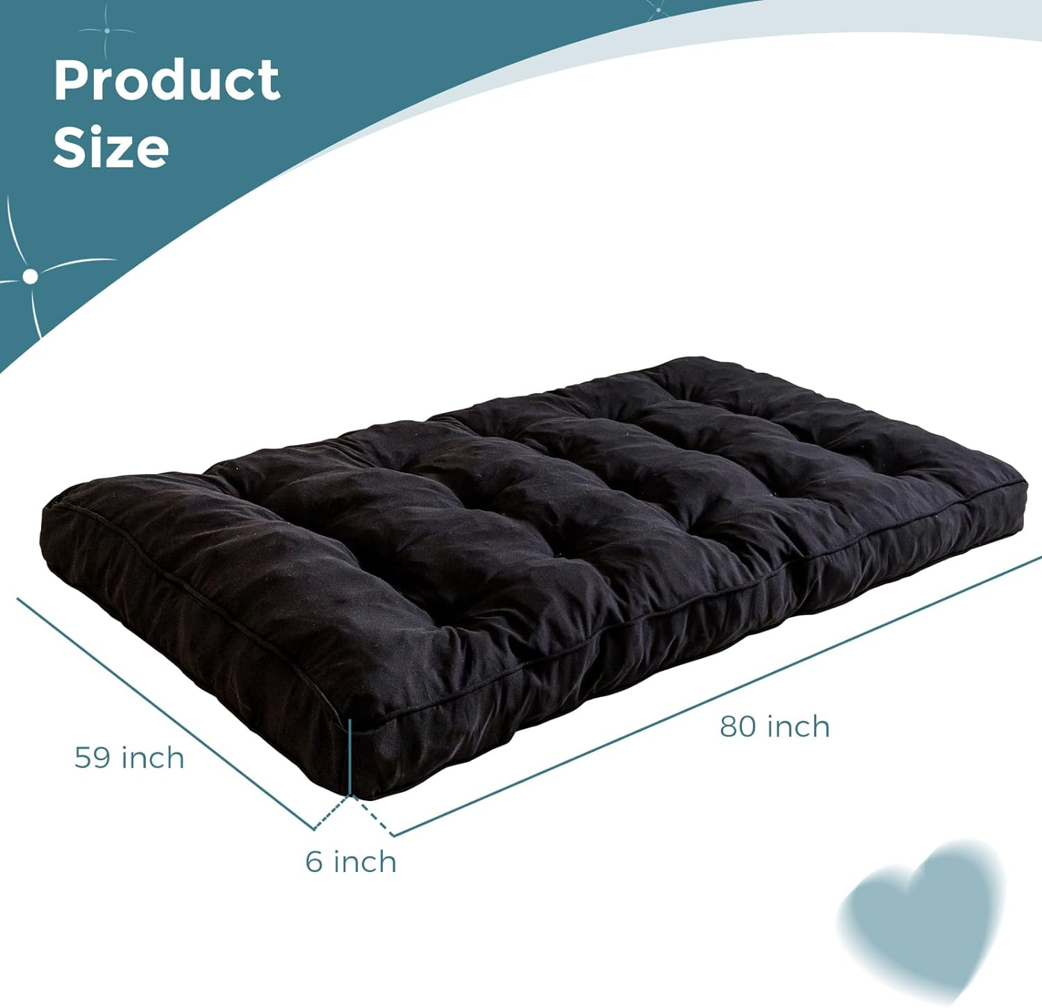 MAXYOYO 6-Inch Thick Futon Mattress with Shredded Foam Filling - Medium Firm Support for Sofa Bed & Couch (Black) | Perfect for Guest Rooms, Small Apartments & Dorm Rooms