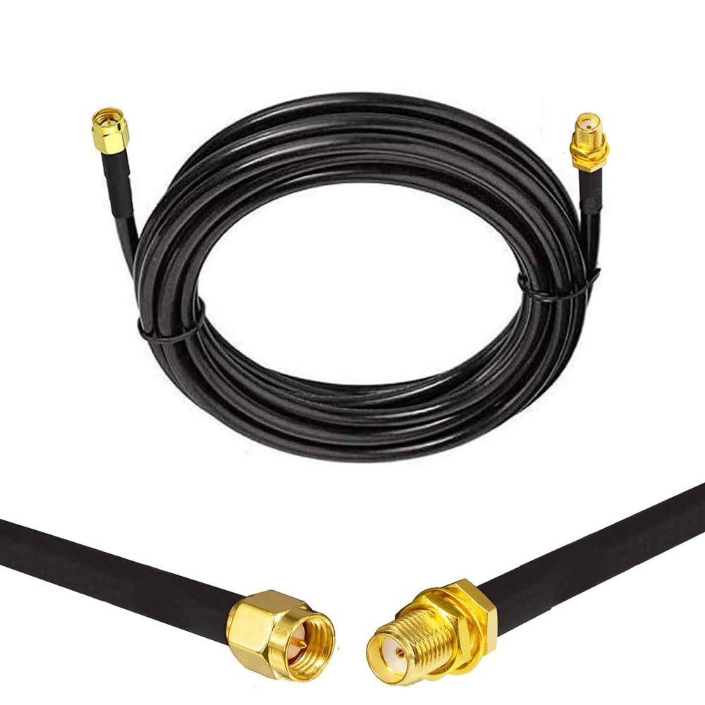 33ft Low Loss SMA Extension Cable - SMA Male to SMA Female RF Connector Adapter - Pure Copper WiFi Cable for BaoFeng HT, Kenwood, Yaesu VHF Radio - Ideal for Two-Way Radio Communication & WiFi Signal Boosting