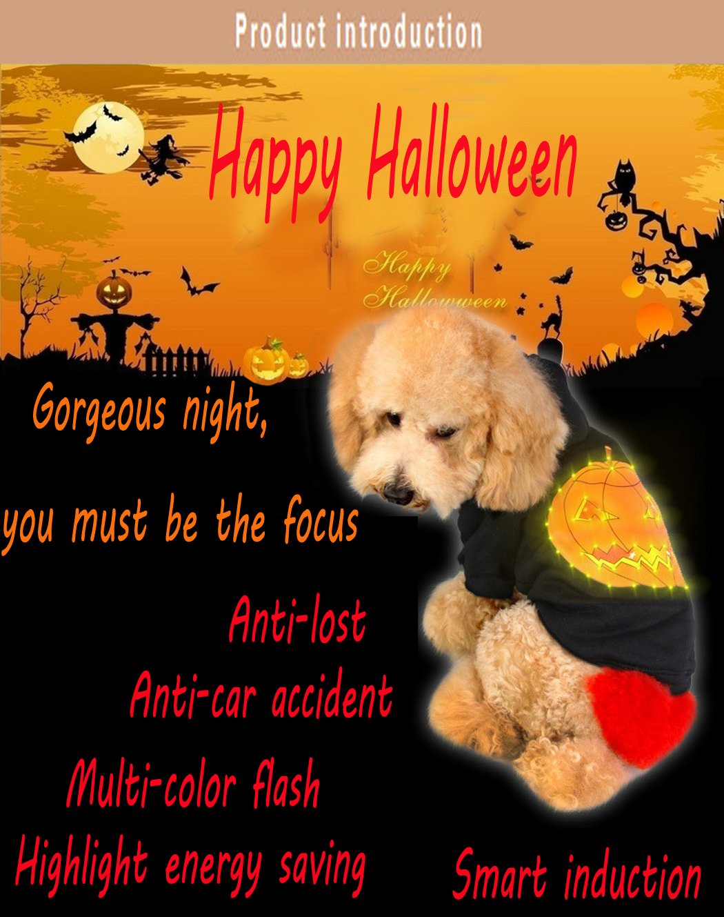 Glow in The Dark Pet Costume for Dogs - Purple Heart Rib Style Halloween Outfit | Reflective Dog Clothes for Nighttime Safety & Fun | Perfect for Halloween Parties, Night Walks & Pet Events