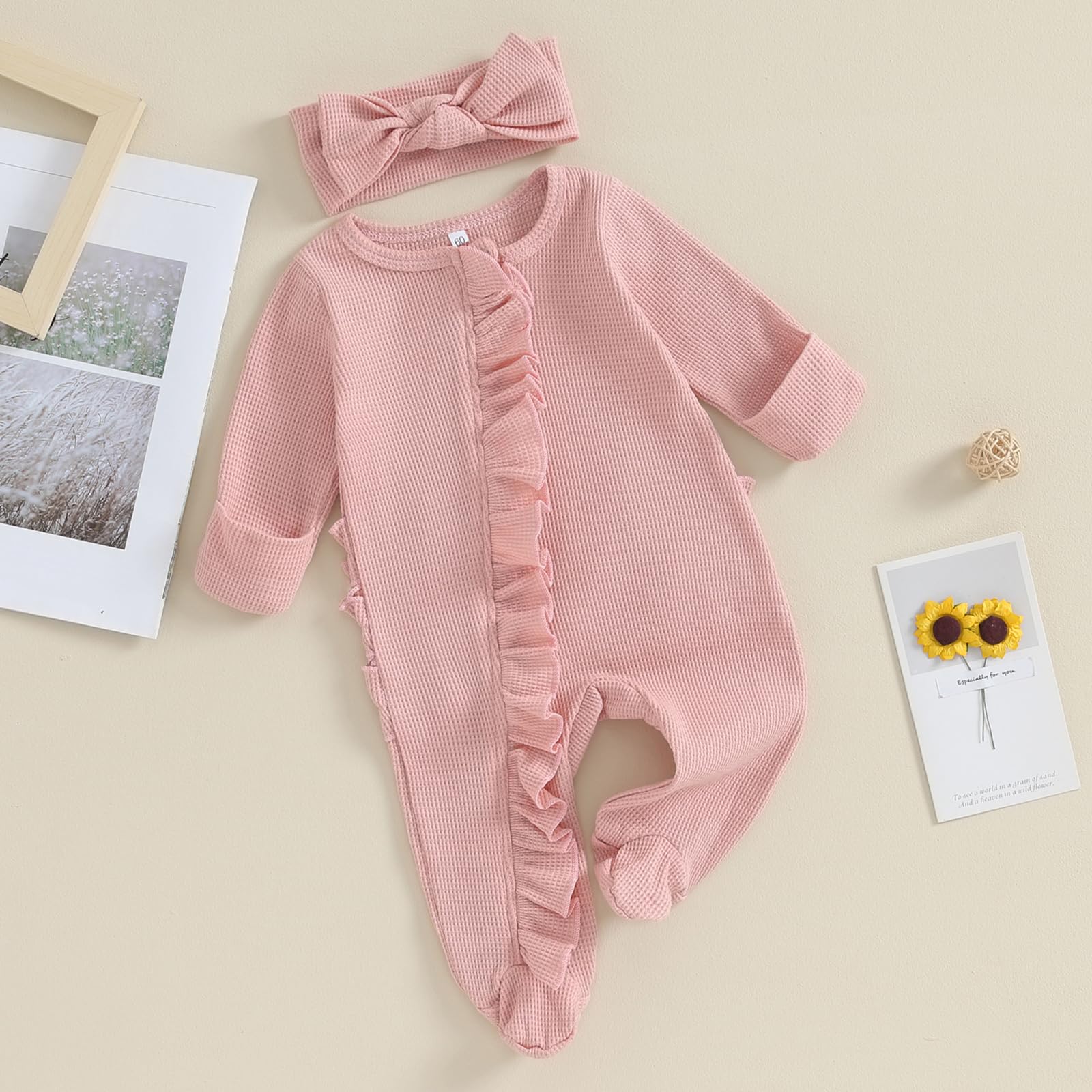 Newborn Coming Home Outfit - Soft Zip-Up Ruffle Romper Footie Bodysuit for Baby Girls & Boys | Perfect Hospital Photo & First Outfit Essential